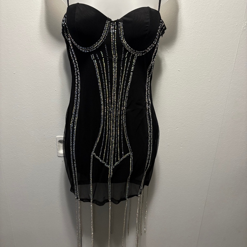 Black Bedazzled Mini Dress